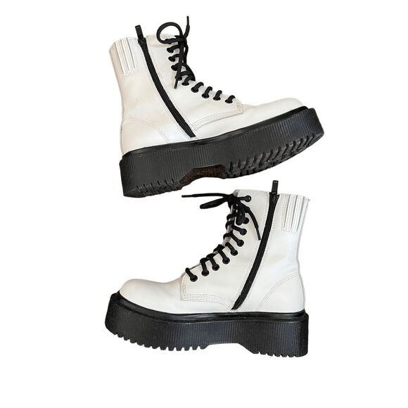 Jeffrey Campbell Women’s 6.5 Lugged Platform Sopas White Lace-Up Boots - Picture 7 of 16